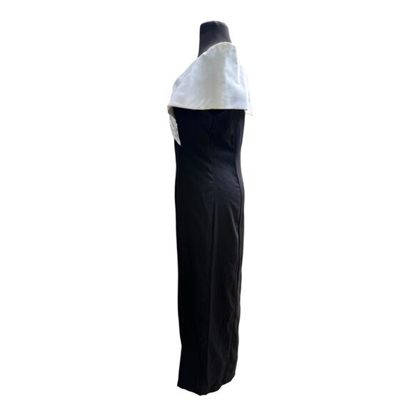 Vtg Off The Shoulder Satin Collar Column Gown Size S Elegant Modern Minimalist - Picture 3 of 6